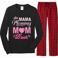 Happy Mother's Day Cute Leopard Graphic Mama Mommy Mom Bruh Long Sleeve Pajama Set