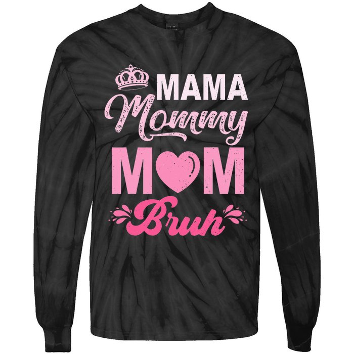 Happy Mother's Day Cute Leopard Graphic Mama Mommy Mom Bruh Tie-Dye Long Sleeve Shirt