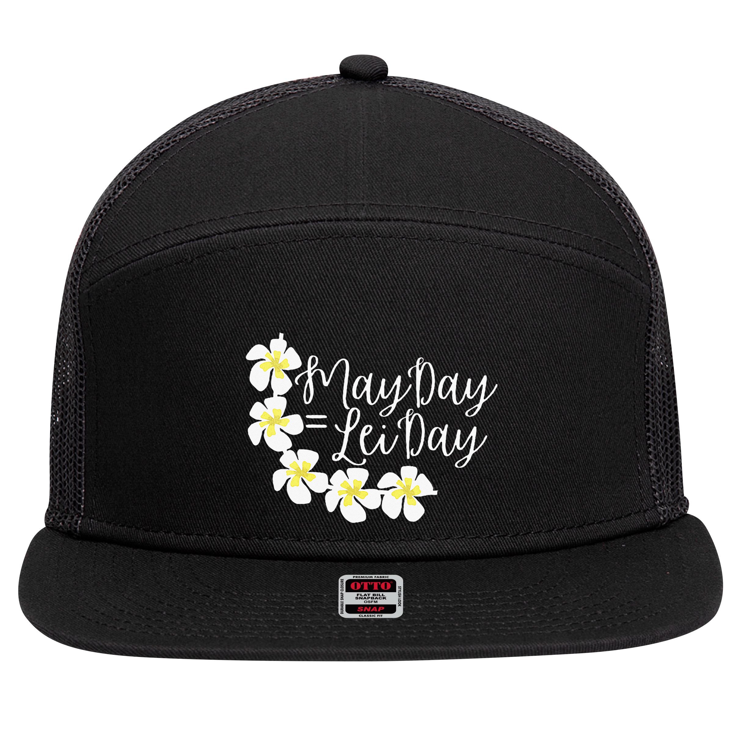 Hawaii May Day Is Lei Day 7 Panel Mesh Trucker Snapback Hat