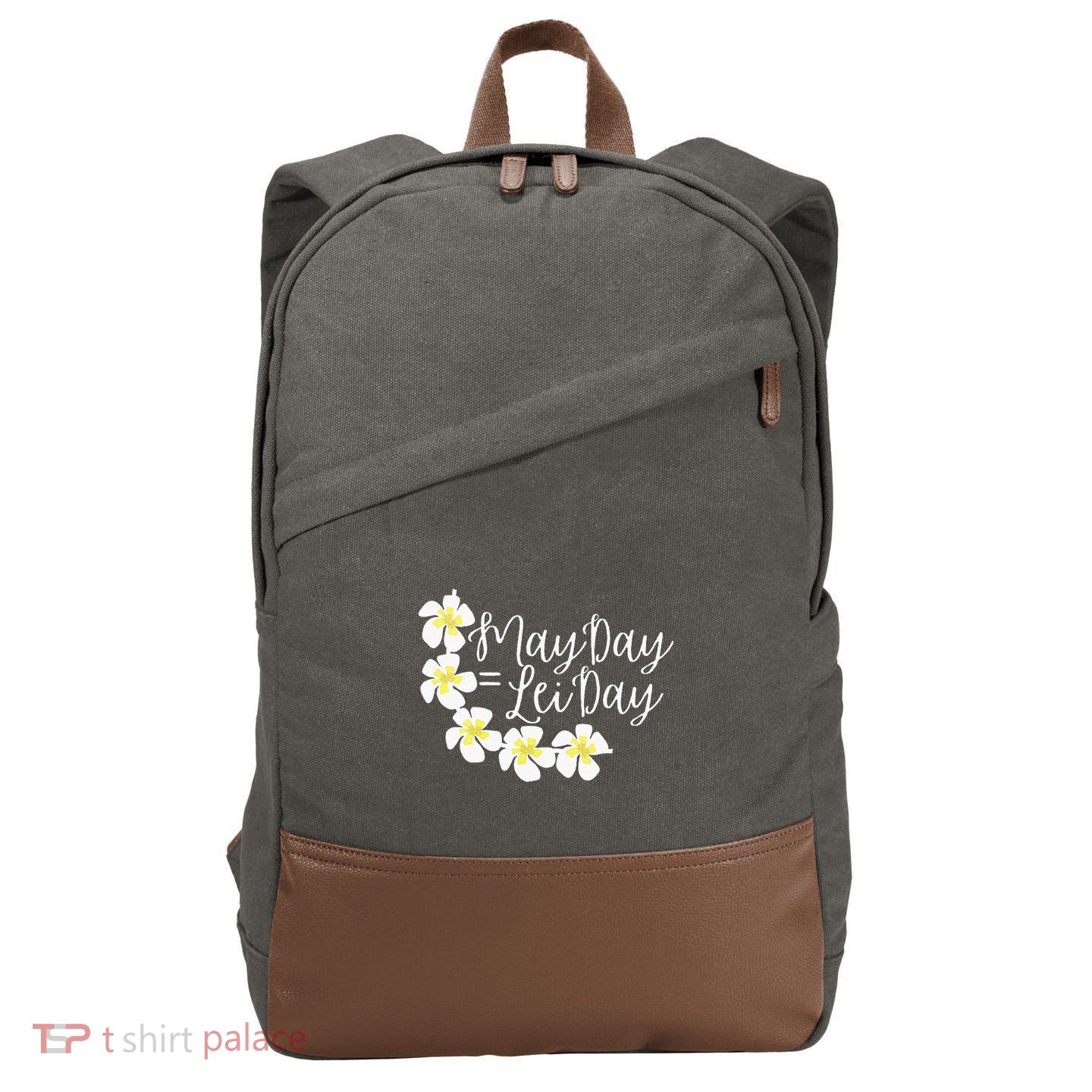 Hawaii May Day Is Lei Day Cotton Canvas Backpack