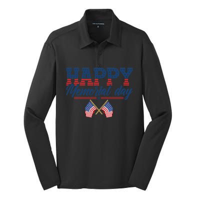 Happy Memorial Day Gift Silk Touch Performance Long Sleeve Polo