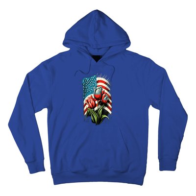 Happy Memorial Day Tulips Flower American Flag 4th Of July Cute Gift Hoodie