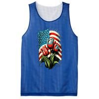 Happy Memorial Day Tulips Flower American Flag 4th Of July Cute Gift Mesh Reversible Basketball Jersey Tank