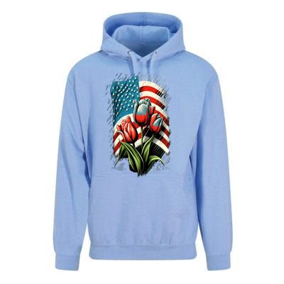 Happy Memorial Day Tulips Flower American Flag 4th Of July Cute Gift Unisex Surf Hoodie