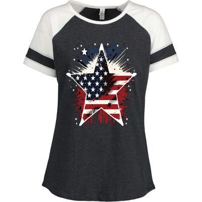 Happy Memorial Day Veteran American Usa Star Flag 4th Of Gift Enza Ladies Jersey Colorblock Tee