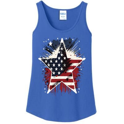 Happy Memorial Day Veteran American Usa Star Flag 4th Of Gift Ladies Essential Tank