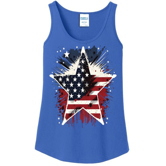 Happy Memorial Day Veteran American Usa Star Flag 4th Of Gift Ladies Essential Tank