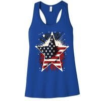 Happy Memorial Day Veteran American Usa Star Flag 4th Of Gift Women's Racerback Tank