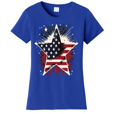 Happy Memorial Day Veteran American Usa Star Flag 4th Of Gift Women's T-Shirt