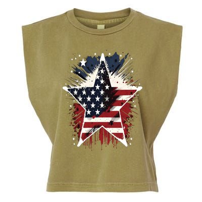 Happy Memorial Day Veteran American Usa Star Flag 4th Of Gift Garment-Dyed Women's Muscle Tee