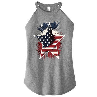 Happy Memorial Day Veteran American Usa Star Flag 4th Of Gift Women's Perfect Tri Rocker Tank