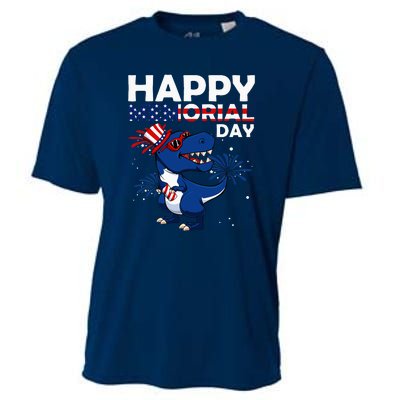 Happy Memorial Day 4th Of July Dinosaur Cooling Performance Crew T-Shirt