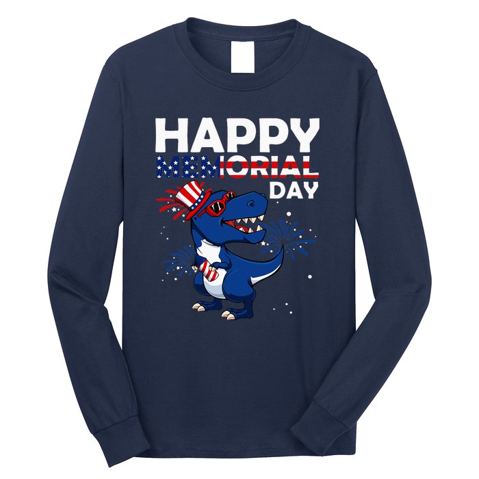 Happy Memorial Day 4th Of July Dinosaur Long Sleeve Shirt