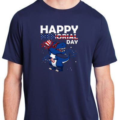 Happy Memorial Day 4th Of July Dinosaur Adult ChromaSoft Performance T-Shirt