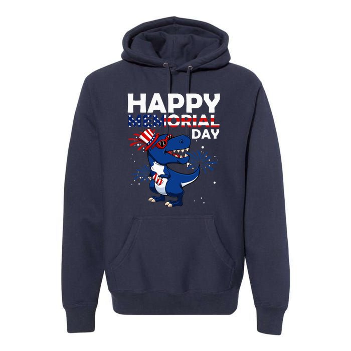 Happy Memorial Day 4th Of July Dinosaur Premium Hoodie