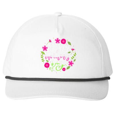 Happy Mother's Day With Floral Mom Mommy Grandma Snapback Five-Panel Rope Hat