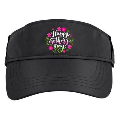 Happy Mother's Day With Floral Mom Mommy Grandma Adult Drive Performance Visor