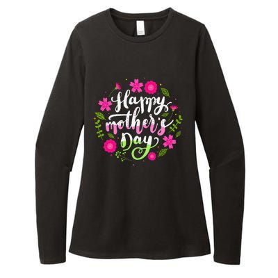 Happy Mother's Day With Floral Mom Mommy Grandma Womens CVC Long Sleeve Shirt