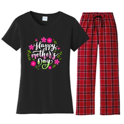 Happy Mother's Day With Floral Mom Mommy Grandma Women's Flannel Pajama Set