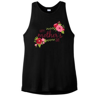 Happy Mother's Day Flower Ladies PosiCharge Tri-Blend Wicking Tank