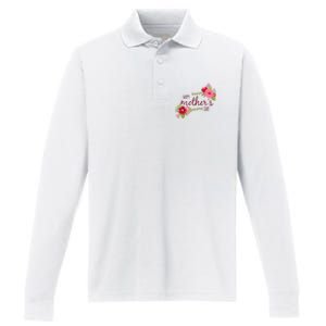 Happy Mother's Day Flower Performance Long Sleeve Polo