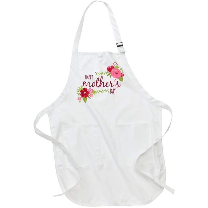 Happy Mother's Day Flower Full-Length Apron With Pockets