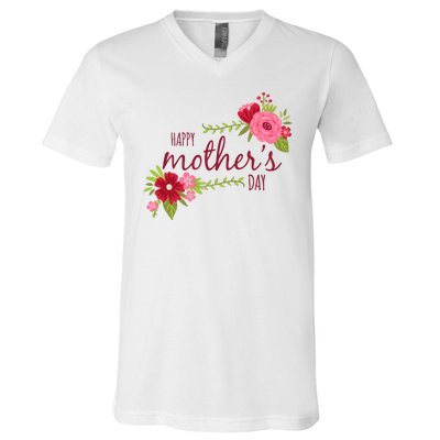 Happy Mother's Day Flower V-Neck T-Shirt