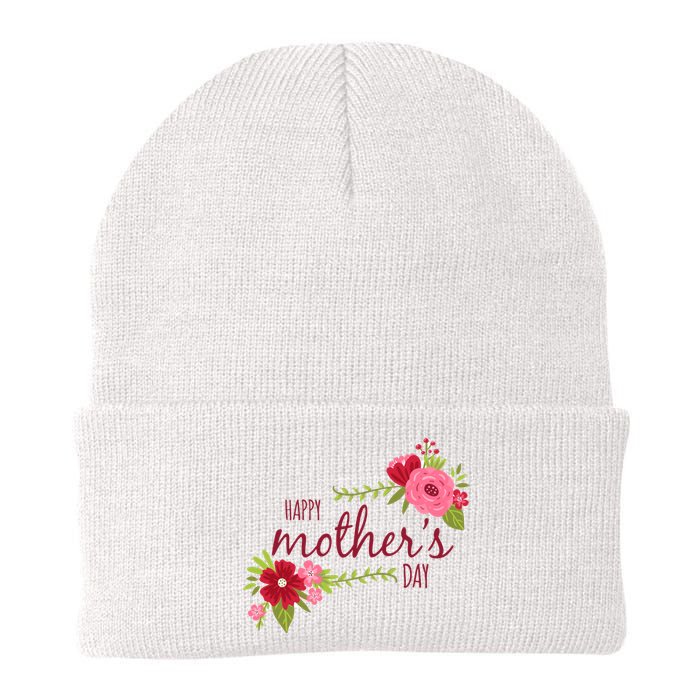 Happy Mother's Day Flower Knit Cap Winter Beanie