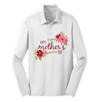 Happy Mother's Day Flower Silk Touch Performance Long Sleeve Polo