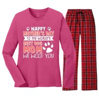 Happy Mothers Day To The Worlds Best Dog Mom We Woof You Women's Long Sleeve Flannel Pajama Set 