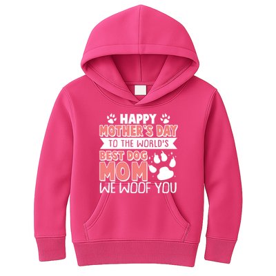 Happy Mothers Day To The Worlds Best Dog Mom We Woof You Kids Hoodie
