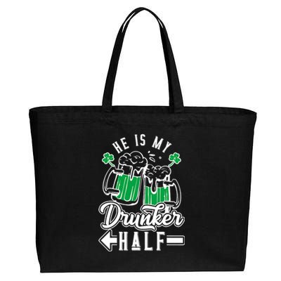 He's My Drunker Half St Patrick Day Matching Couple Cotton Canvas Jumbo Tote