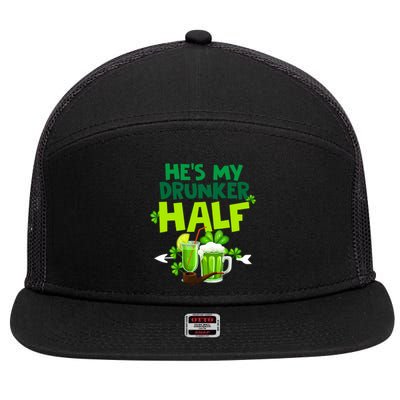 He's My Drunker Half Couples Matching St Patrick 7 Panel Mesh Trucker Snapback Hat