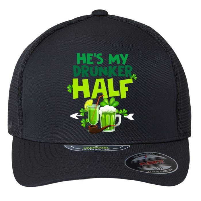 He's My Drunker Half Couples Matching St Patrick Flexfit Unipanel Trucker Cap