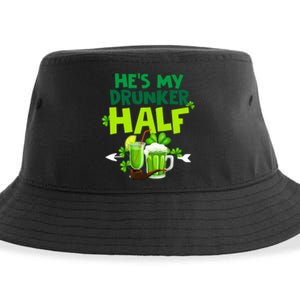 He's My Drunker Half Couples Matching St Patrick Sustainable Bucket Hat