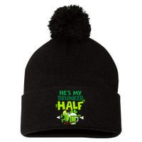 He's My Drunker Half Couples Matching St Patrick Pom Pom 12in Knit Beanie