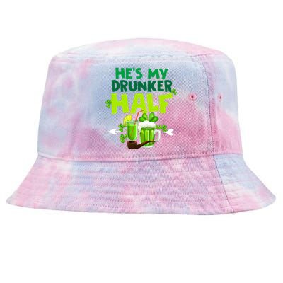 He's My Drunker Half Couples Matching St Patrick Tie-Dyed Bucket Hat