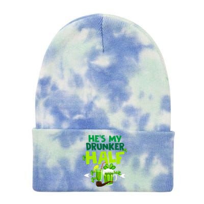 He's My Drunker Half Couples Matching St Patrick Tie Dye 12in Knit Beanie