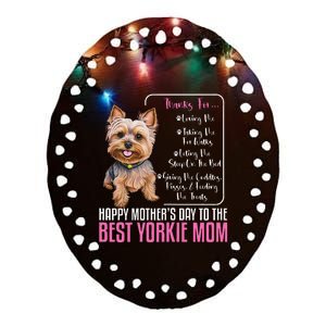 Happy MotherS Day To The Best Yorkie Mom Ceramic Oval Ornament