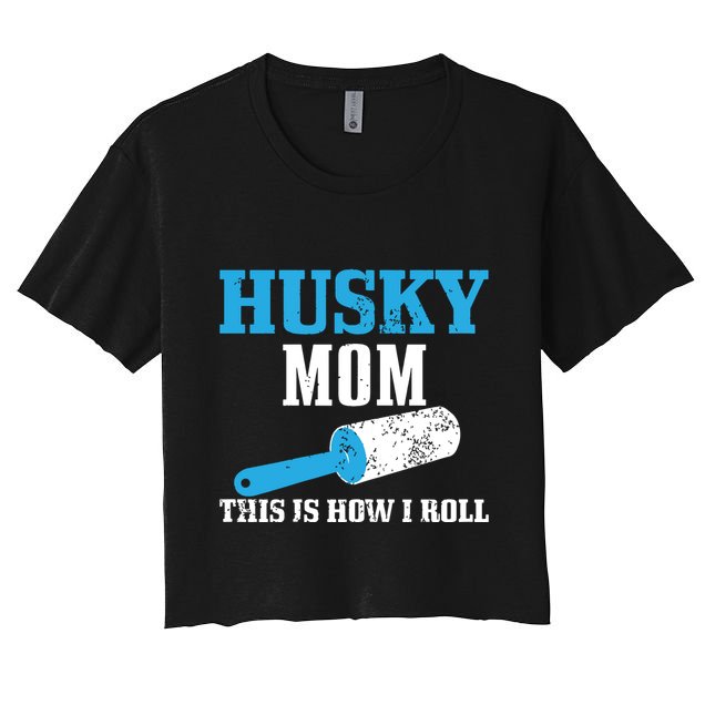 Husky Mom Dog Hair Funny Siberian Husky Mama Crop Top