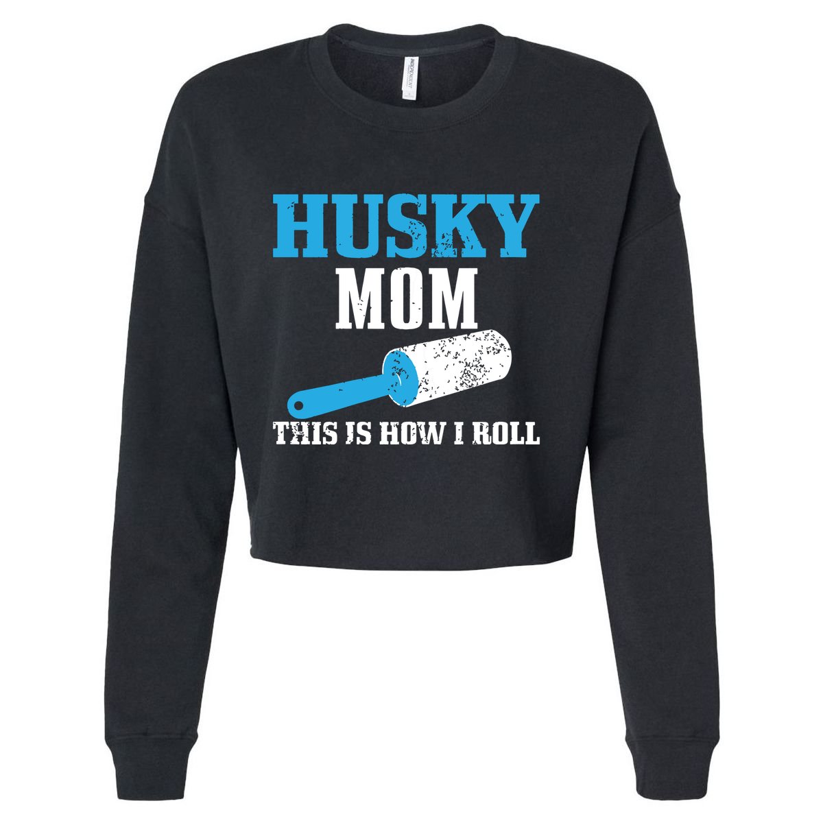 Husky Mom Dog Hair Funny Siberian Husky Mama Cropped Pullover Crew