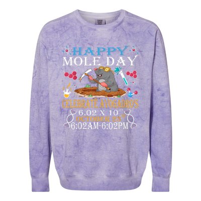 Happy Mole Day Celebrate AvogadroS Mole 6.02 X 10 October Colorblast Crewneck Sweatshirt