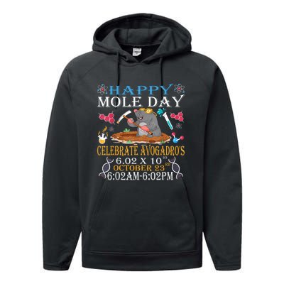 Happy Mole Day Celebrate AvogadroS Mole 6.02 X 10 October Performance Fleece Hoodie