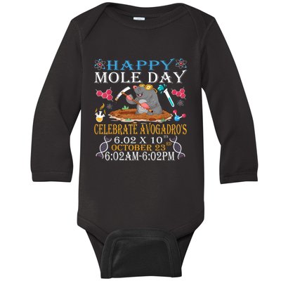 Happy Mole Day Celebrate AvogadroS Mole 6.02 X 10 October Baby Long Sleeve Bodysuit