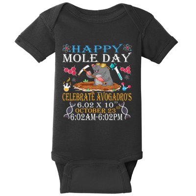 Happy Mole Day Celebrate AvogadroS Mole 6.02 X 10 October Baby Bodysuit