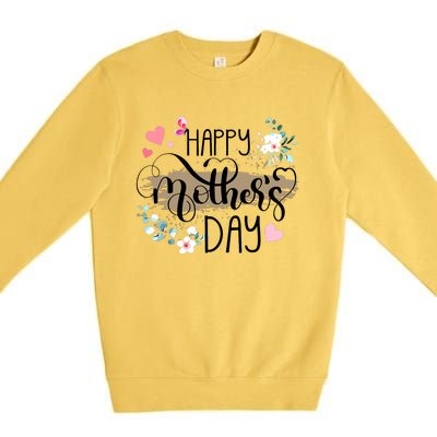 Happy Mothers Day 2024 Cute Floral For Women Mom Grandma Premium Crewneck Sweatshirt