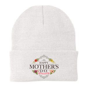 Happy Mother's Day Best Mom Ever Floral Knit Cap Winter Beanie