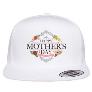 Happy Mother's Day Best Mom Ever Floral Flat Bill Trucker Hat