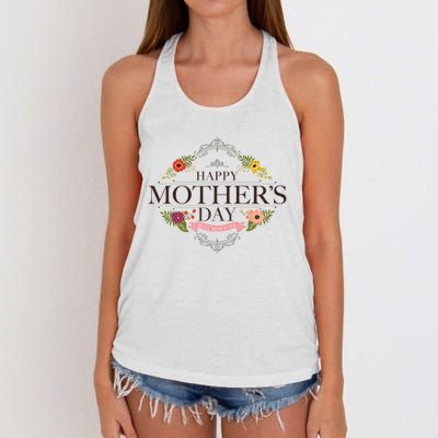 Happy Mother's Day Best Mom Ever Floral Women's Knotted Racerback Tank