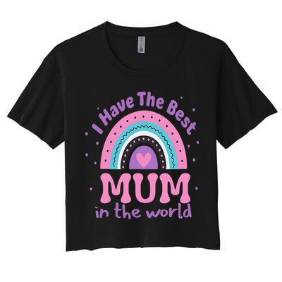 Happy Mothers Day For And Baby Funny Mom Mum Women's Crop Top Tee